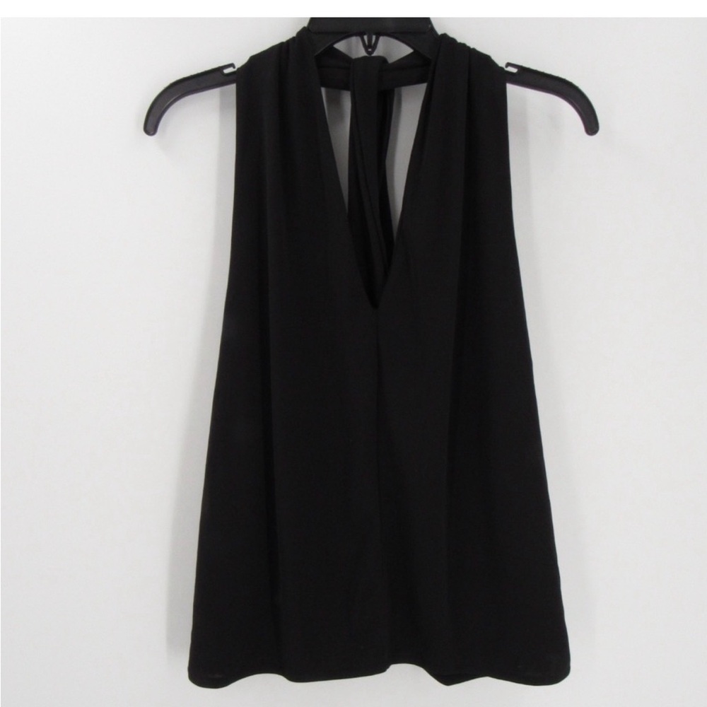 ZARA Black V-Neck Criss-Cross Back Sleeveless Top S